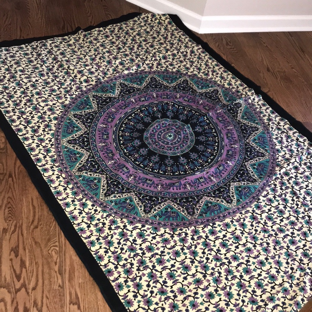 purple/ beige tapestry